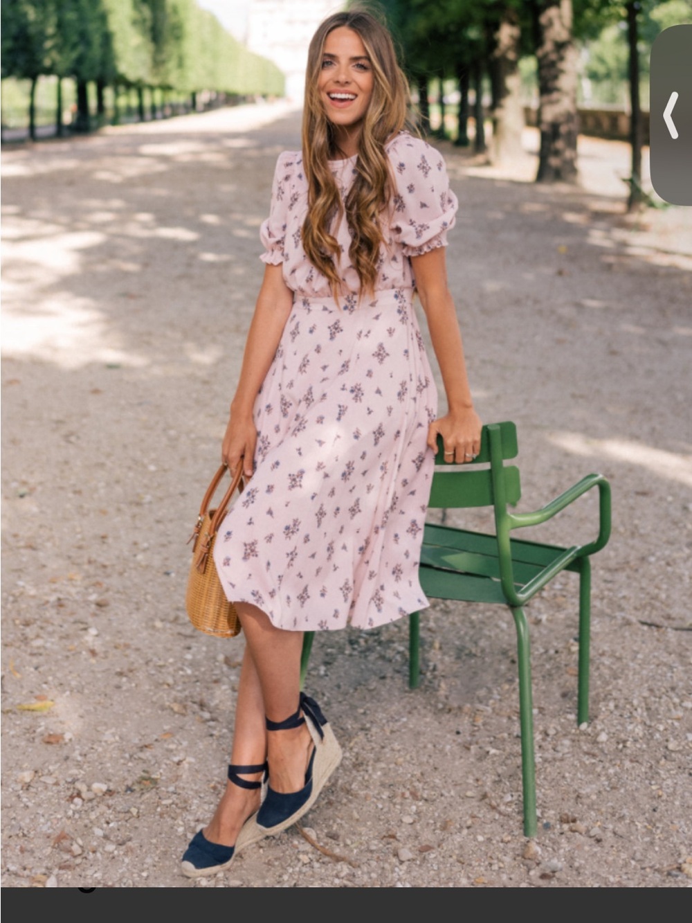 Gal Meets Glam Emily Peach Pink Floral Midi Dress with Black Print